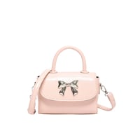 Image 8 of PU Leather Silver Bow Crossbody Bag