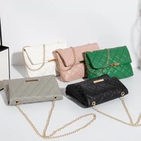 Image 1 of PU Leather Quilted Look Square Magnetic Closure Crossbody Bag