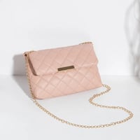 Image 5 of PU Leather Quilted Look Square Magnetic Closure Crossbody Bag