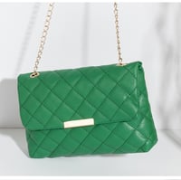 Image 6 of PU Leather Quilted Look Square Magnetic Closure Crossbody Bag