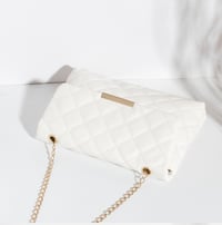 Image 7 of PU Leather Quilted Look Square Magnetic Closure Crossbody Bag