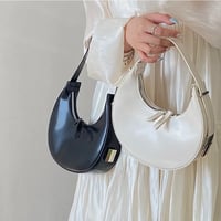 Image 1 of PU Leather Half Moon Handbag 