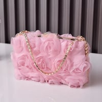 Image 4 of Sheer Fabric Floral Rose Evening Bag