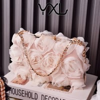 Image 7 of Sheer Fabric Floral Rose Evening Bag