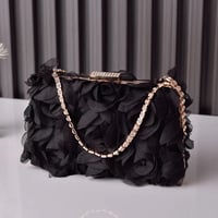 Image 2 of Sheer Fabric Floral Rose Evening Bag