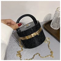 Image 2 of Acrylic Rhinestone Cylindrical Lock Clasp Shoulder Bag