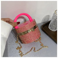 Image 6 of Acrylic Rhinestone Cylindrical Lock Clasp Shoulder Bag