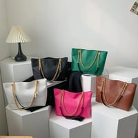 Image 1 of PU Leather Chain Strap Tote Bag