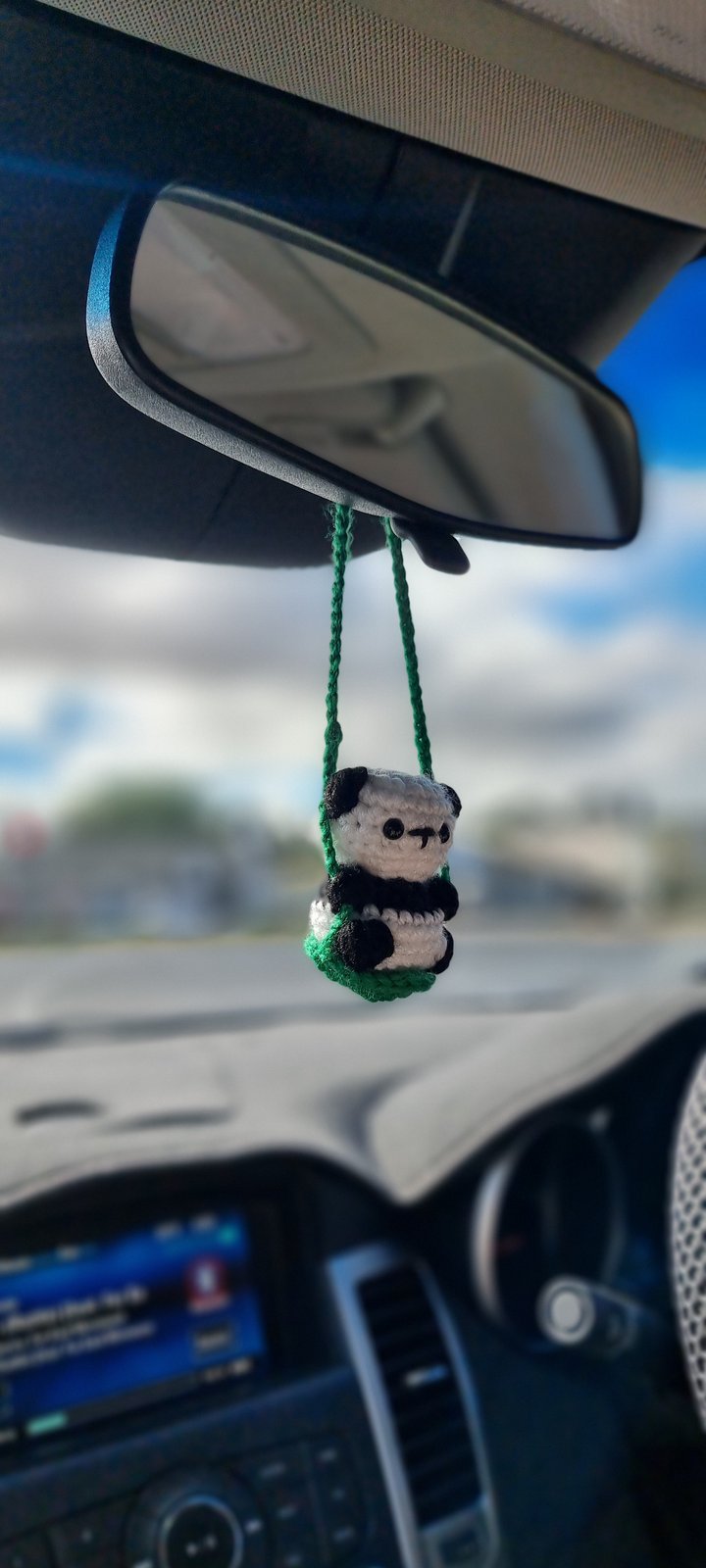 Handmade Crochet Little Panda Car Hanger | CrochetByCesse