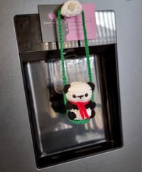 Image 2 of Handmade Crochet Little Panda Car Hanger