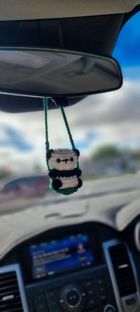 Image 5 of Handmade Crochet Little Panda Car Hanger