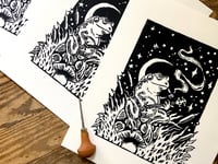 Image 2 of Banjo Frog Linocut Block Print