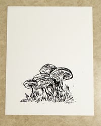 Image 2 of Minimalist Mushroom Linocut Block Print