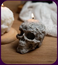 Image 2 of Floral Skull Soy Wax Candle 