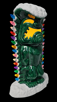 Image 1 of Tiki Classics Large 12" Ceramic Christmas Ku Tiki Lamp Green