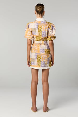 Image of Billie Button up Short Dress. Patchwork Floral Print. By Winona Australia.