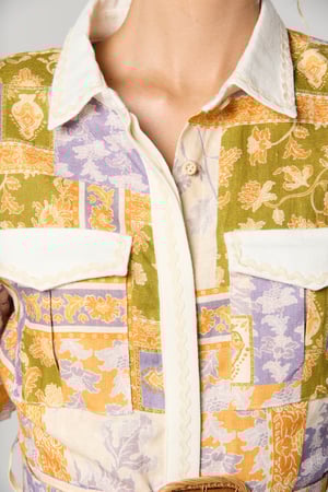 Image of Billie Button up Short Dress. Patchwork Floral Print. By Winona Australia.