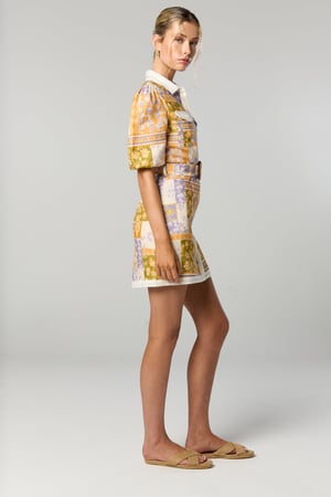 Image of Billie Button up Short Dress. Patchwork Floral Print. By Winona Australia.