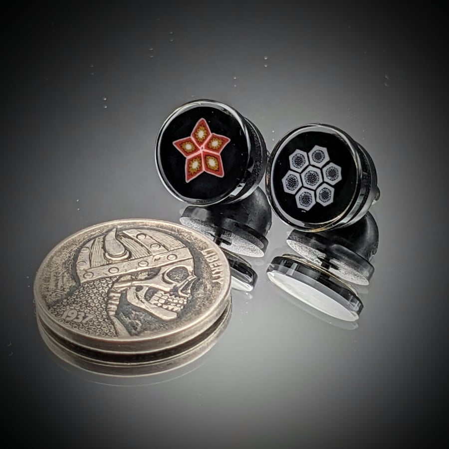 Image of Murrine Cuff Link/Tie Tack set - Black Chevron 