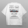 Cars and Clo - Oversized White - Porsche 911 GT3 RS Blueprint T-Shirt