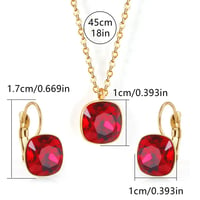 Image 8 of Gold Plated Stainless Steel Square Zircon Necklace and Earring Jewelry Set