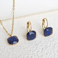 Image 7 of Gold Plated Stainless Steel Square Zircon Necklace and Earring Jewelry Set