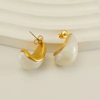 Image 2 of 18K Gold Plated Stainless Teardrop Inlay Earrings 