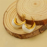 Image 4 of 18K Gold Plated Stainless Teardrop Inlay Earrings 