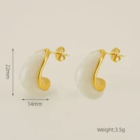 Image 7 of 18K Gold Plated Stainless Teardrop Inlay Earrings 