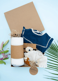 Image 1 of Indigo | Baby Girl Gift Hamper with Cotton Romper and Swaddle 