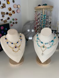 Dark Blue beaded choker necklace, Lights blue beaded choker necklace