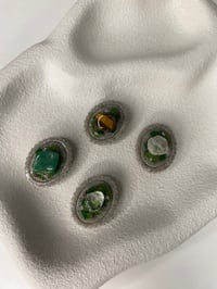 Set of four raw crystal refrigerator magnets