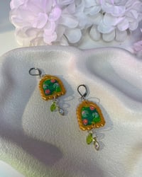 Clay art portrait scenery gold frame stainless steel silver earrings