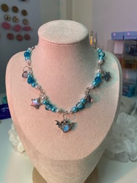 Blue goddess sparkly heart necklace choker