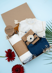 Image 1 of Polka Dot | Baby Girl Gift Hamper with Cotton Romper and Swaddle 
