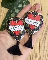 Image 3 of Amor Mexican Heart Earrings