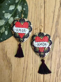Image 2 of Amor Mexican Heart Earrings