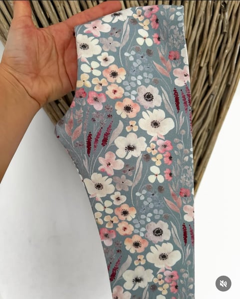 Image of Dusty Blue Floral Leggings 