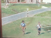 Image 6 of Ernest Aldworth (1889-1977) Watercolour Painting, Boys Walking on Village Green, Framed, age defects