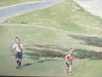 Image 7 of Ernest Aldworth (1889-1977) Watercolour Painting, Boys Walking on Village Green, Framed, age defects