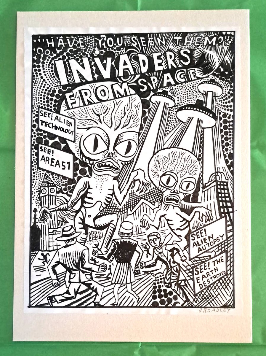 Original drawing - Invaders from Space | John Broadley