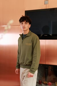 Image 5 of ÉFÉMÈRE Olive Green Half Zip Sweatshirt