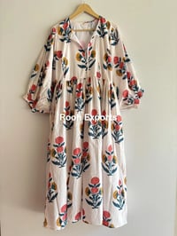 Floral Hand Block Print Kyra Midi Dress