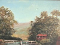 Image 3 of Vintage Oil Painting, Riverside Cottage Landscape by Stan Butler, Framed Size 19 6/10 x 12 1/10 ins 