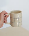 handbuilt grid mug