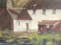 Image 7 of Vintage Oil Painting, Riverside Cottage Landscape by Stan Butler, Framed Size 19 6/10 x 12 1/10 ins 