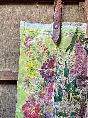 Image of one of a kind painting bag - collaged blooms