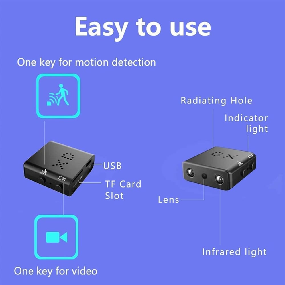 MSL Mini Surveillance Camera - Built-in Battery, Night Vision, Motion Detection, WiFi, App