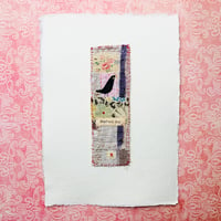 Image 2 of Art - textile collage Blackbird - perfect day