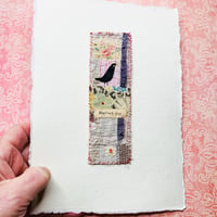 Image 3 of Art - textile collage Blackbird - perfect day